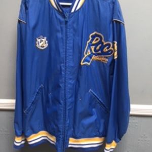 Rocawear Mens Bomber Varsity Jacket Blue Embroider